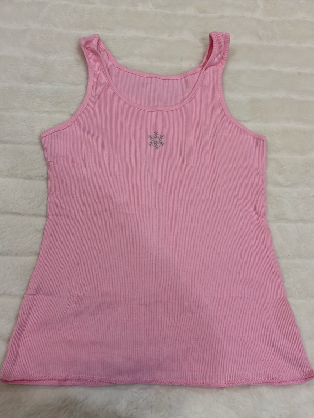 Triumph Pink Ribbed Tank with Center Crystal Snowflake